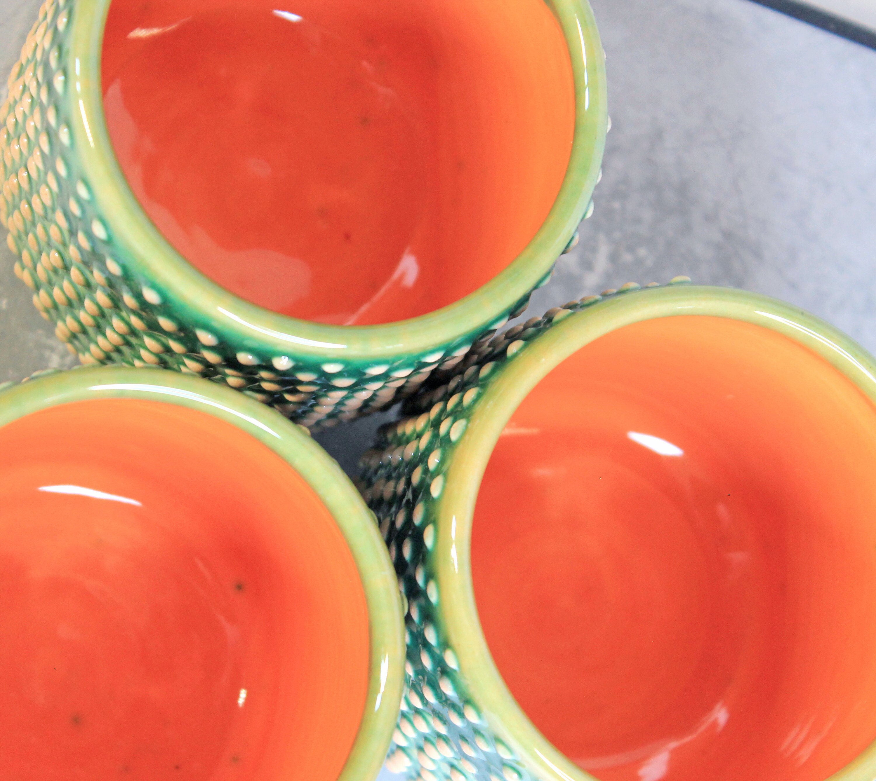 Green Ceramic Drinking Glass with Polka Dots 9 oz Etsy