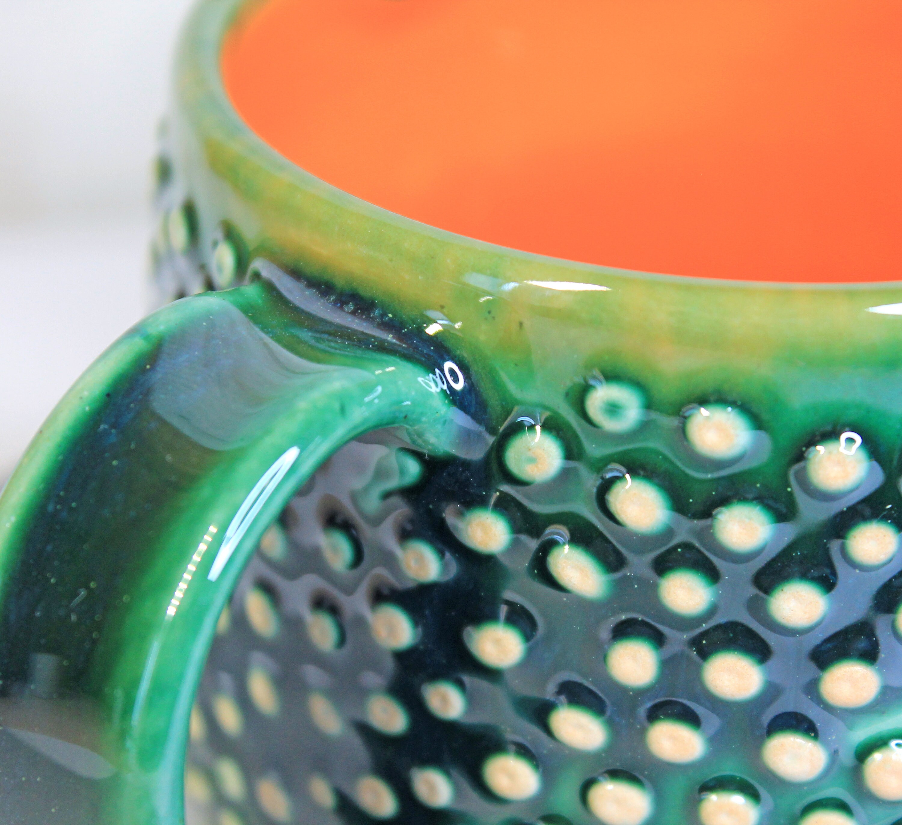 Green Pottery Mug with Polka Dots 14 oz Etsy