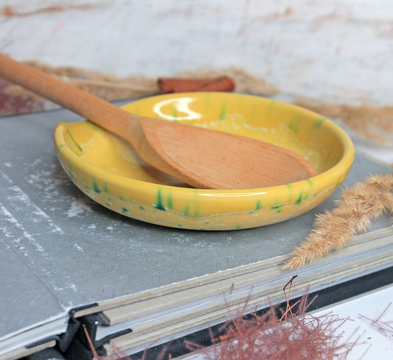Yellow Ceramic Spoon Rest, 5 image 4