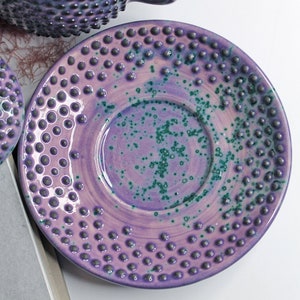 Purple Ceramic Mug with Saucer and Lid, 15 oz image 10