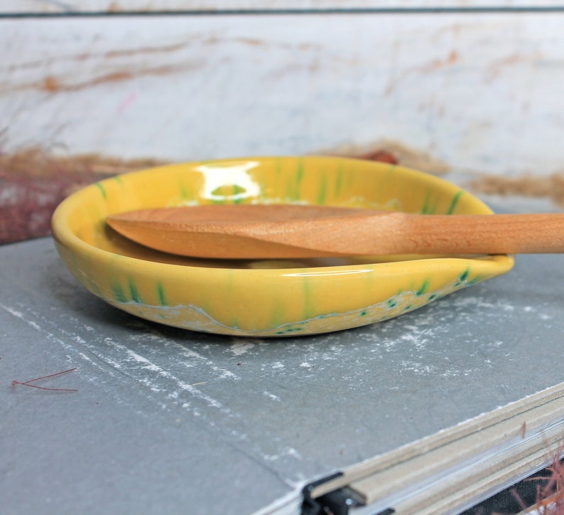 Yellow Ceramic Spoon Rest, 5 image 5