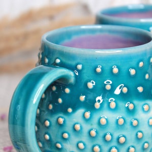 Turquoise Ceramic Mug with Dots, 11 oz image 7