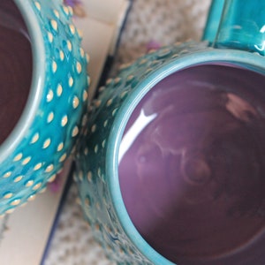 Turquoise Ceramic Mug with Dots, 11 oz image 9