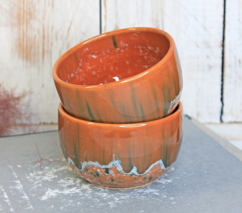 Small Brown Pottery Bowl, 7 oz image 8