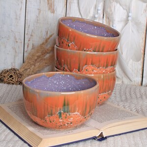 27 oz Orange Glazed Ceramic Pottery Bowl image 10