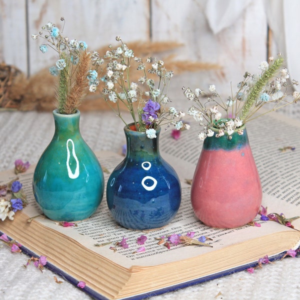 Miniature Ceramic Multi-Colored Vases