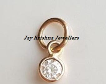 18k Gold Vermeil Diamond Charm:- 925 Silver Handmade Jewelry Bezel Charm Necklace , Bracelet