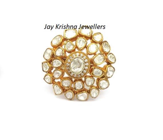 Moissanite Polki Jewelry Ring: 925 Silver, Handmade Jewelry Flowers Polki Rings