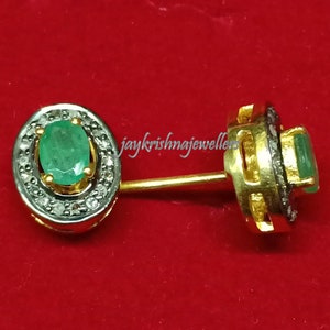 Emerald Earring Sets, 925 Sterling Silver Unique Cluster Jewelry Set, Cluster Stud Earring With Ring And Pendant Sets, Emerald Jewelry