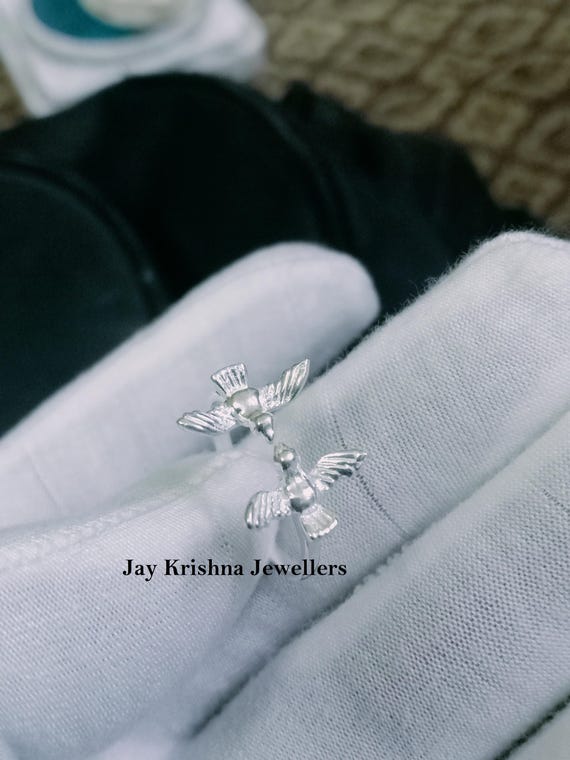 Anello in argento con uccelli, anello con due uccelli, anello con