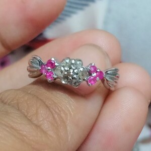 925 Silver Diamond & Ruby Ring: Handmade Jewelry Solitaire Band, Engagement Gift