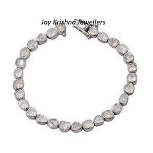 Polki Diamond Bracelet, Rose Cut Polki Bracelet, 925 Sterling Silver Handmade Bracelet Pave Finish Jewelry Bracelet, Women&#39;s Fancy Bracelet