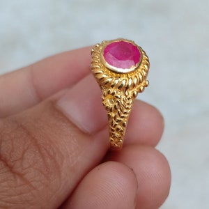 Ruby Gold Wedding Ring, 14K Solid Gold Solitaire Ring, Ruby Ring, Dainty Ruby Ring, Stackable Ring, Ruby July Birthstone Minimalist Ring