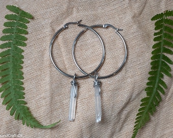 Hoop earrings with rock crystal