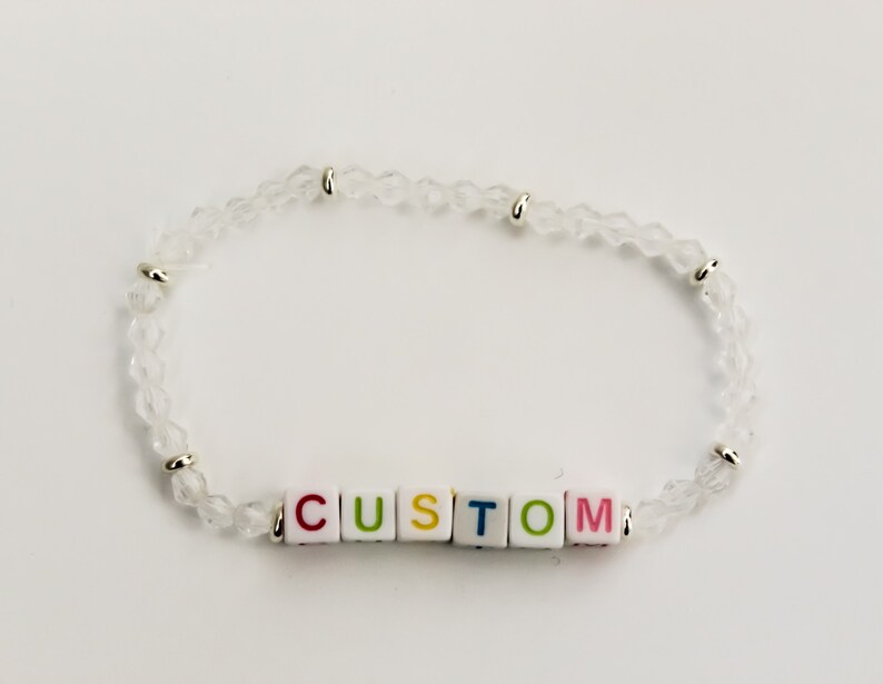 Personalized Bracelet Stretch Bracelet Custom Personalized Multi-Color Letter Bead Bracelet