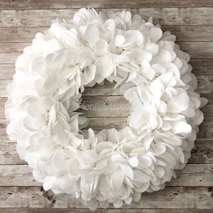 White Hydrangea Inspired FELT Wreath- Outdoor/Indoor