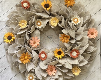 Felt Flower Wreath- Outdoor/Indoor