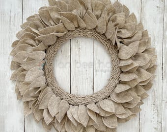 Felt Beige Boho Wreath - Outdoor/Indoor