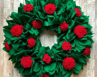 Modern FELT Christmas Wreath - Outdoor/Indoor