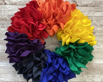 Rainbow / Pride FELT Wreath - Outdoor/Indoor