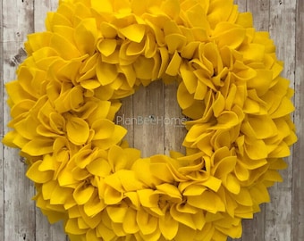 Yellow Forsythia Inspired FELT Wreath - Outdoor/Indoor