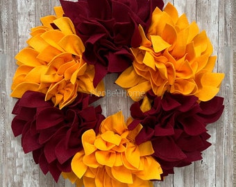 Handmade Washington Football Felt Wreath - Indoor/Outdoor