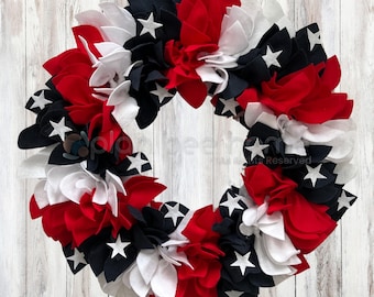 American Flag Inspired FELT Wreath - Outdoor/Indoor