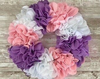 Pastel Floral Inspired FELT Wreath - Outdoor/Indoor