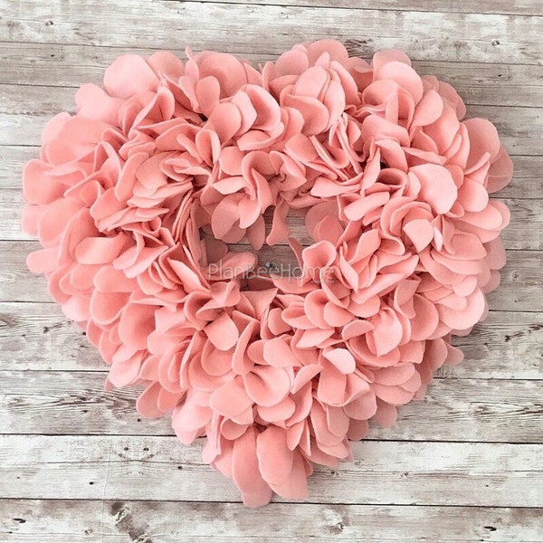 Baby Pink Heart FELT Wreath - Outdoor/Indoor