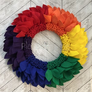 Felt Boho Rainbow Pride Wreath - Outdoor/Indoor