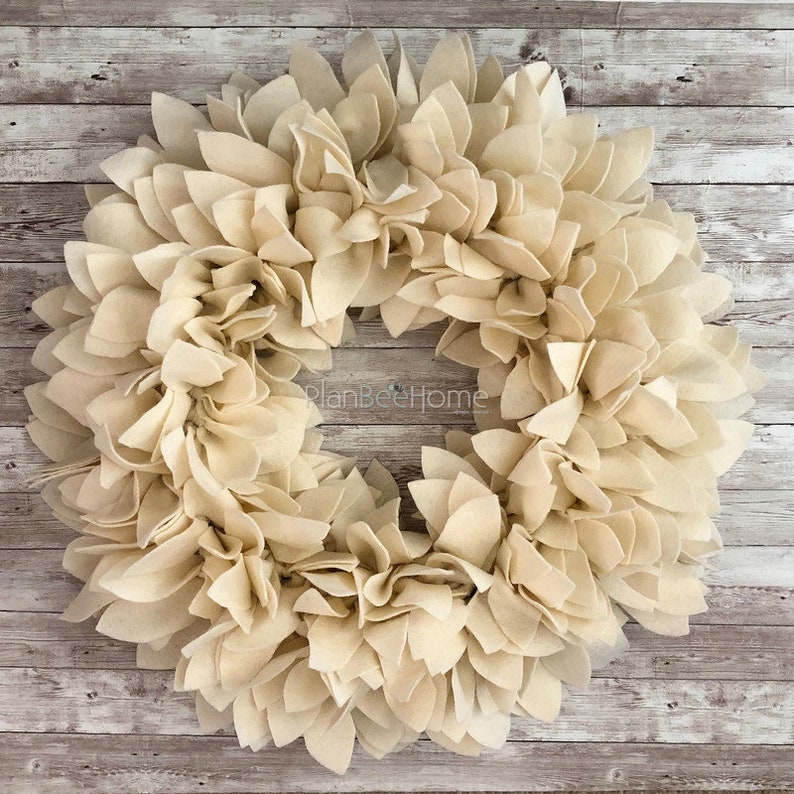 Cream FELT Wreath Outdoor/Indoor image 1