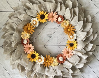 Boho Floral Wreath FELT- Outdoor/Indoor