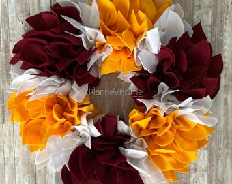 Washington Football Felt Wreath: Handmade Indoor/Outdoor Decor