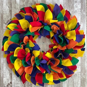 Rainbow / Pride Multicolor FELT Wreath - Outdoor/Indoor