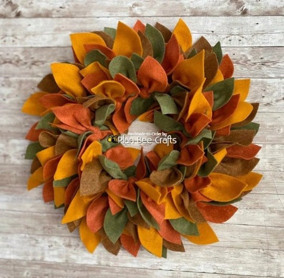 Felt Fall Foliage Wreath READY TO SHIP Etsy