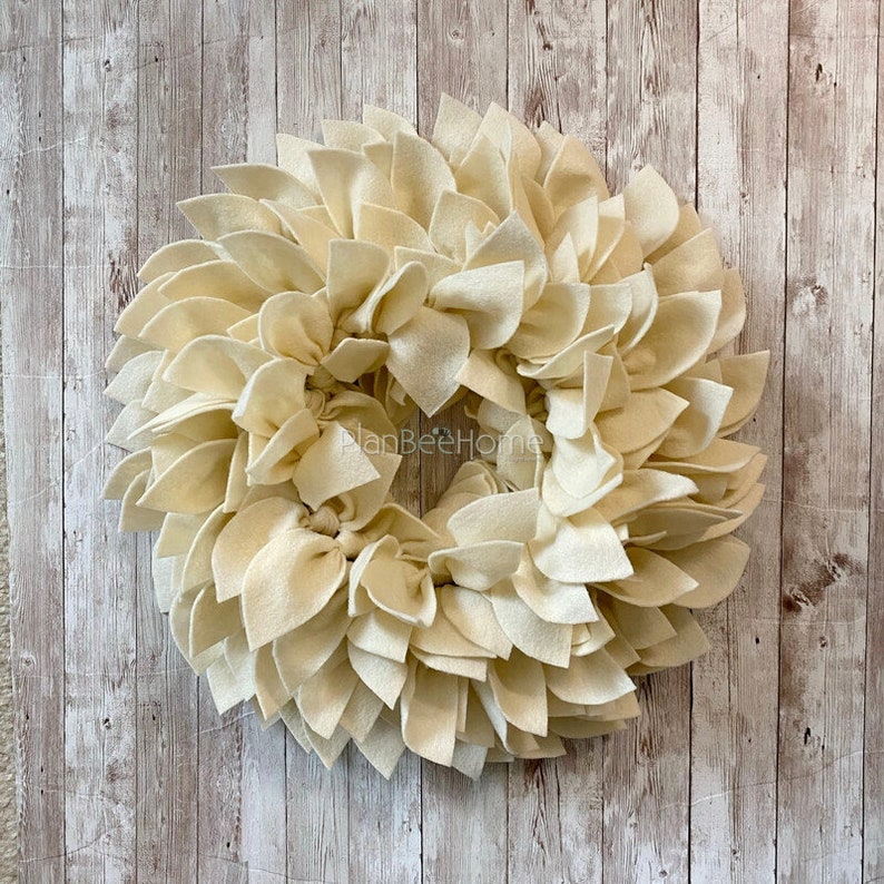 Cream FELT Wreath Outdoor/Indoor image 3
