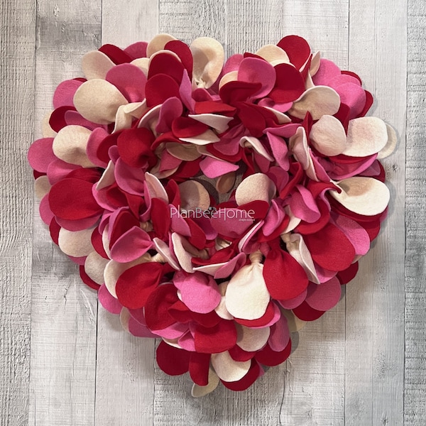 Valentine's Day Heart Wreath FELT - Outdoor/Indoor