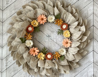 Boho Floral Fall Wreath FELT- Outdoor/Indoor