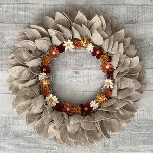 Boho Floral Fall Wreath FELT- Outdoor/Indoor