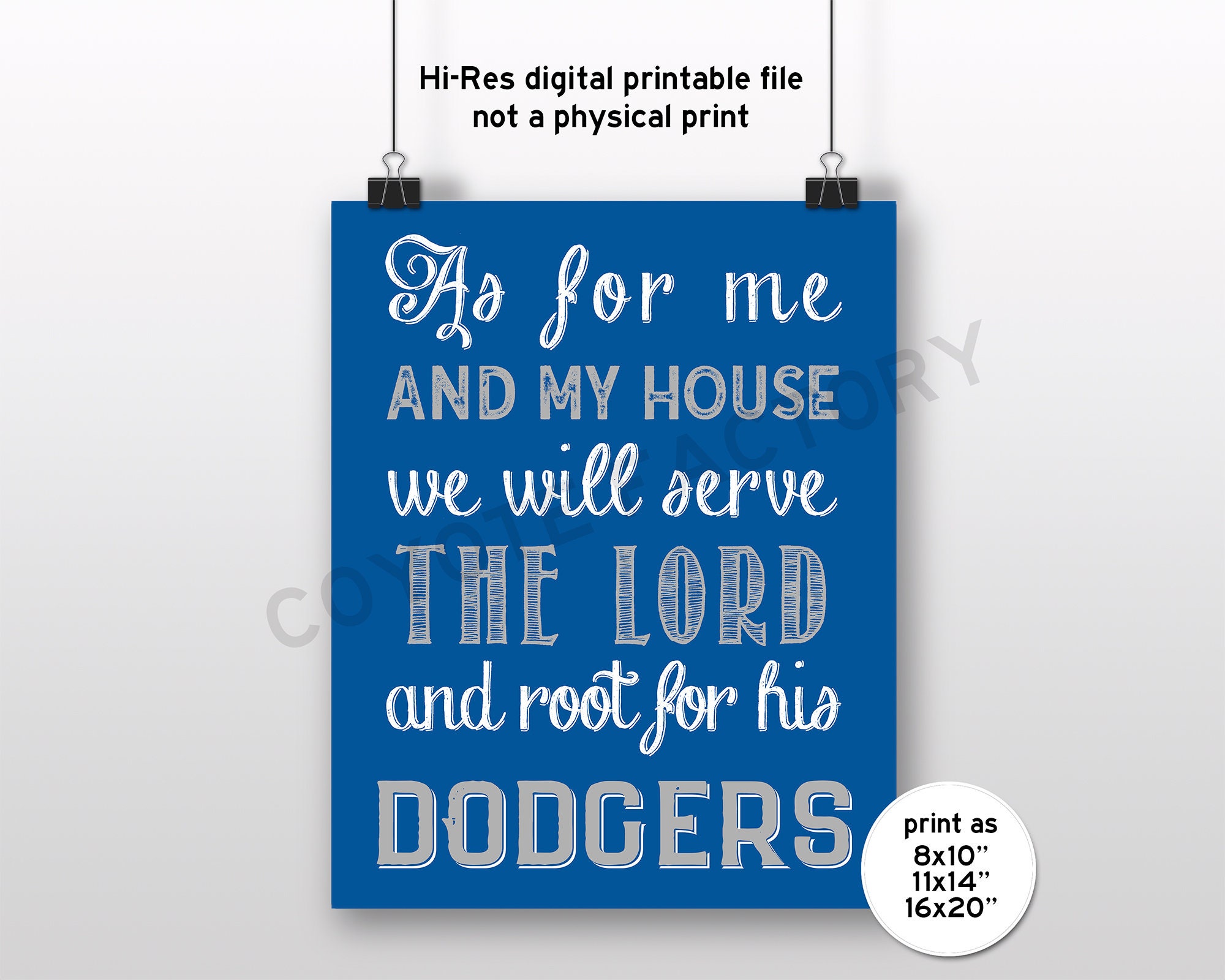 los angeles dodgers printable sign as for me and my house etsy