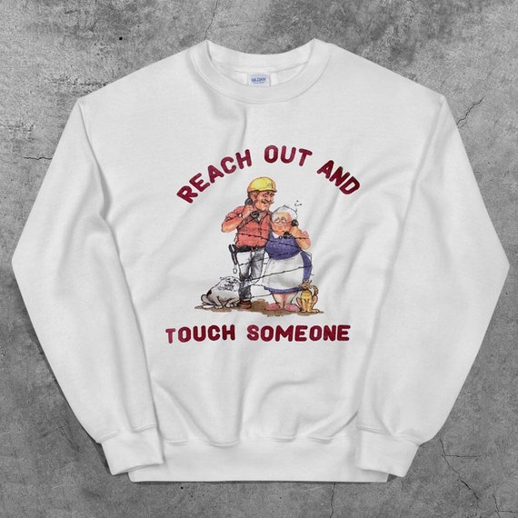 Reach Out Sweater White Vintage Design 90s Slogan Etsy India