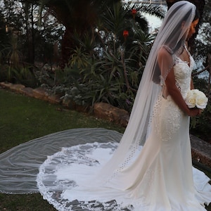 IRENE Rhinestone Veil, Ivory/ White Cathedral Wedding Veil with Crystals, Chapel Wedding Veil, Bridal Veil, Long Wedding Veil, White