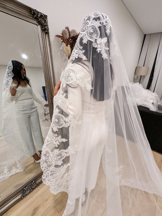 Mantilla Veil, Traditional Lace Wedding Veil