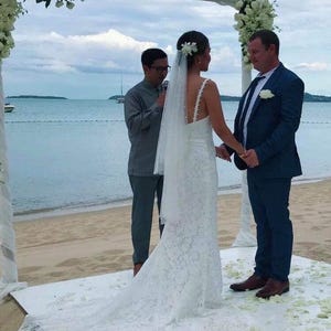 CHRISSIE - Parel druppel sluier, Korte parel bruidssluier, Vingertop parel druppel sluier, Parel bruidssluier -