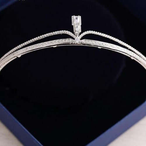 CUBIC ZIRCONIA tiara, silver tiara, Wedding crown, Bridal crown, shops Bridal tiara, Wedding tiara, Bridal hairpiece, Rhinestone tiara,