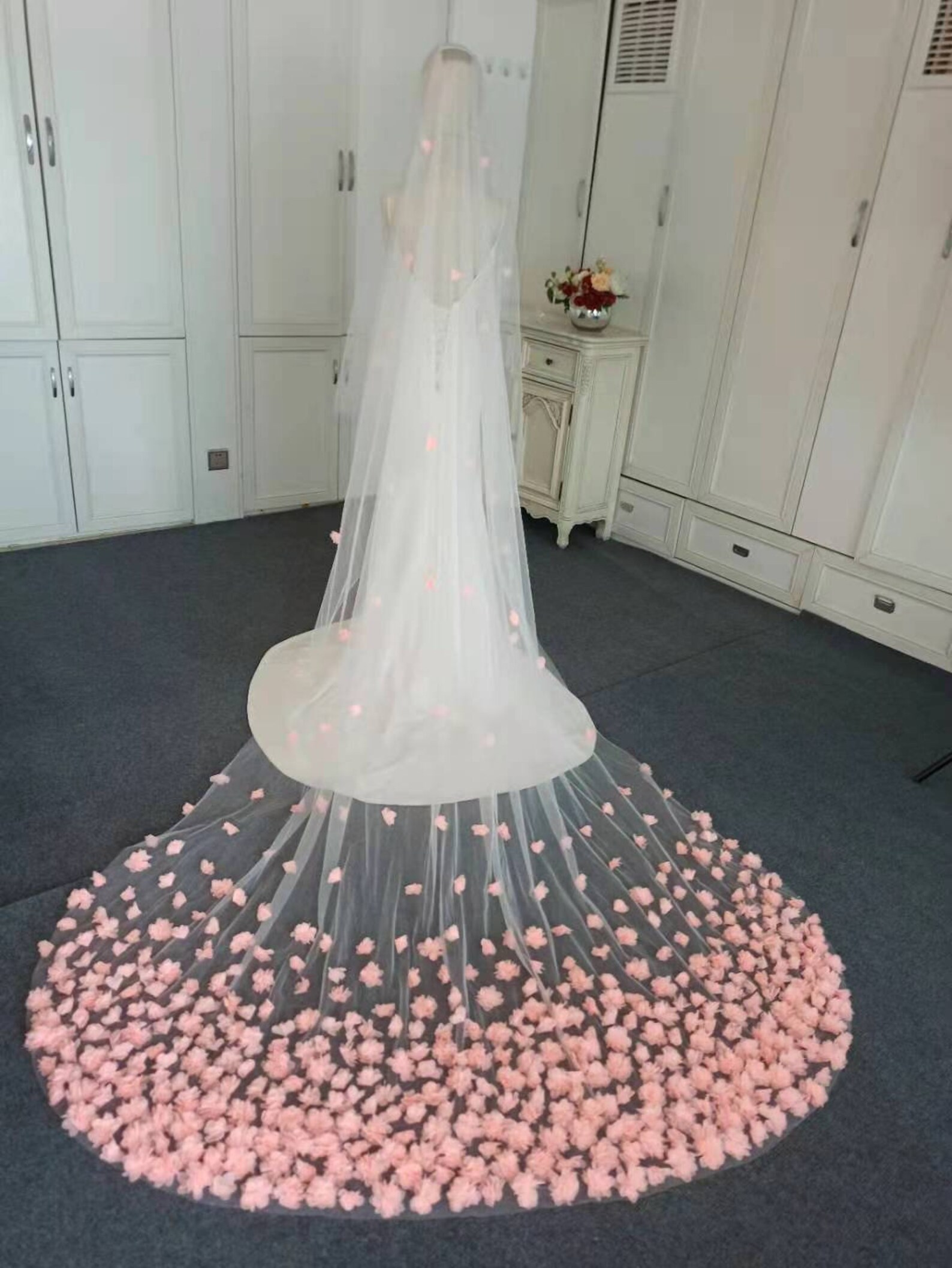 3D Flower Petal Veil Flower Petal Veil Veil With 3D Lace Etsy Australia