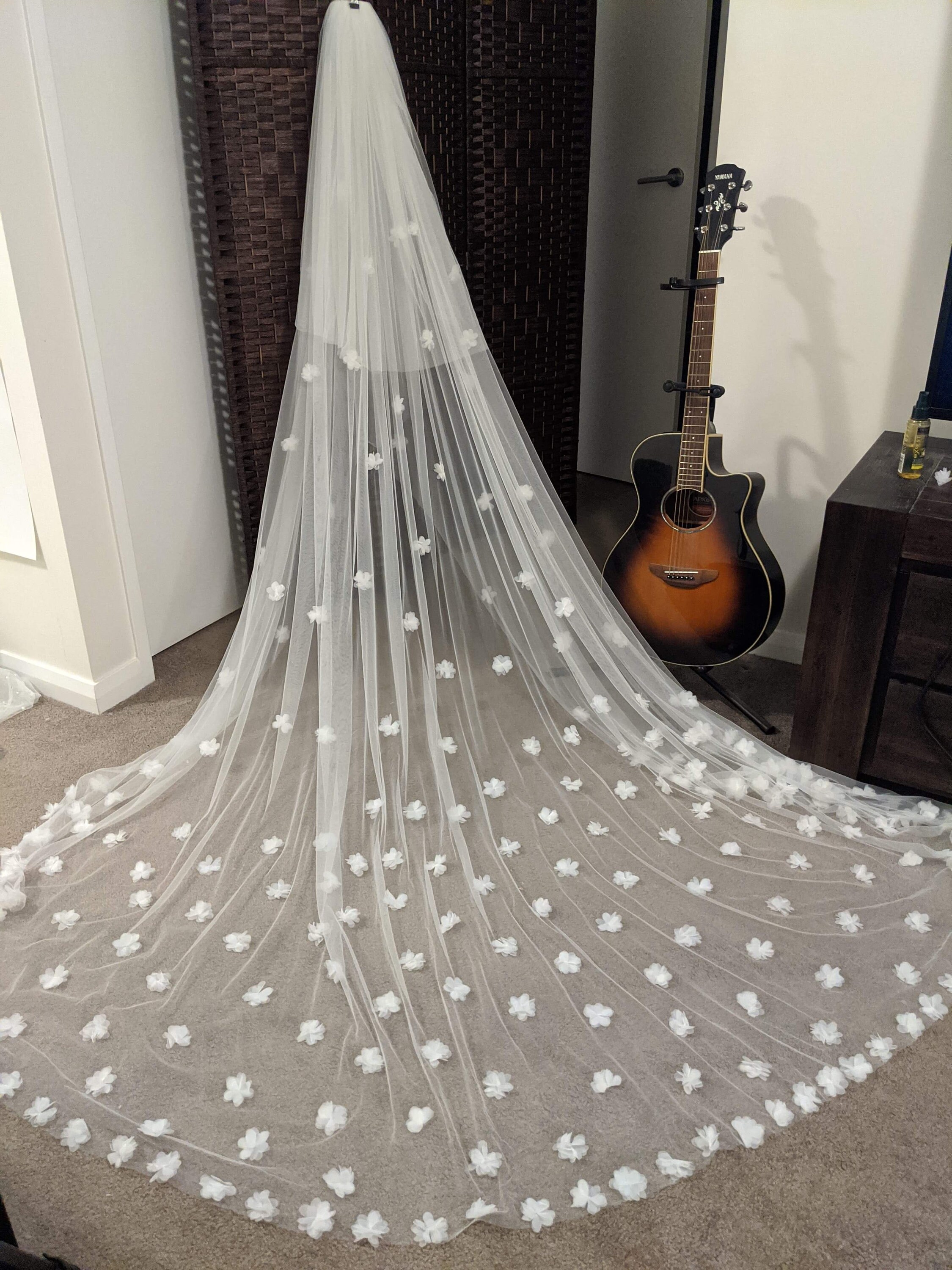 3D Flower Petal Veil Flower Petal Veil Veil With 3D Lace Etsy