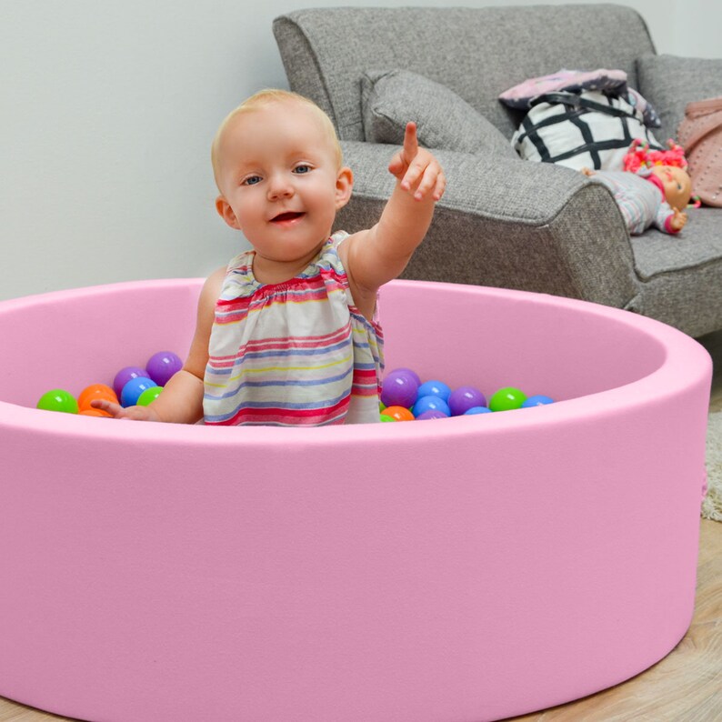 LittleTom Baby B\u00e4llebad 90x30 Weiches B\u00e4llchenbad Kinder B\u00e4lle Pool Rund Rosa