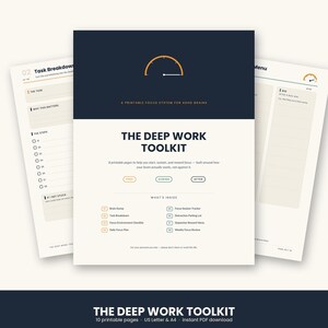 ADHD Focus Planner Printable | Deep Work Toolkit, Task Breakdown, Distraction Log (PDF Download)