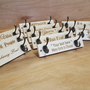 Clavijas de hierro para abrigos de madera ganchos/perchas de gancho dormitorio infantil personalizado con nombre o texto personalizado Clavija para niños personalizada